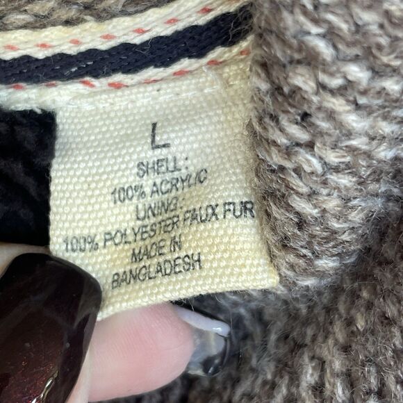 Weatherproof Jacket Mens Large Full Zip Brown Sherpa Lined Shawl Collar Pockets - Picture 4 of 9